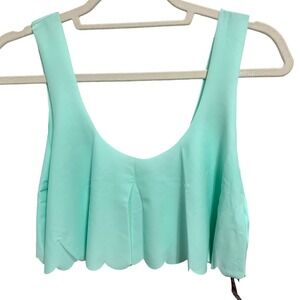 Hot Water Separates Womens Size M Ruffled Top Swimwear Cover No Bra Seafoam